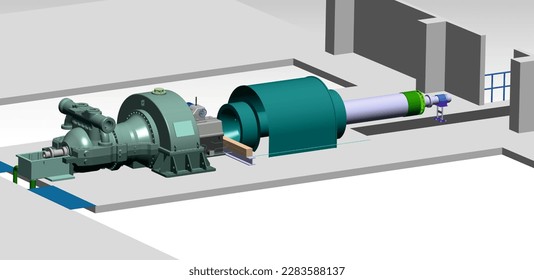 pull out rotor generator 3D illustration