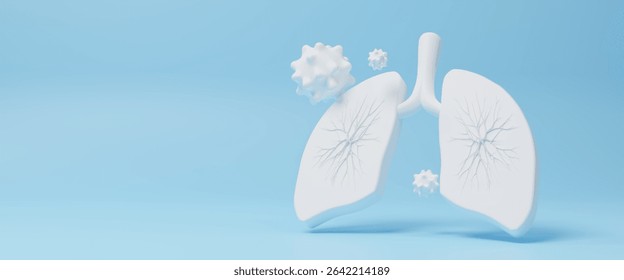 Pulmonary function test illustration. World tuberculosis day, world no tobacco day, lung cancer, Pulmonary hypertension, Pneumonia, copd, eco air pollution, Respiratory medical diagnostics. 3d render