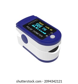 Pulse Oximeter On White Background. 3D Illustration. Blood Oxygen Meter