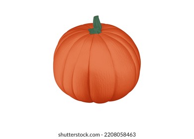 Pumpkin Mockup Isolated On White Background. Halloween Holiday Attribute. 3d Rendering.