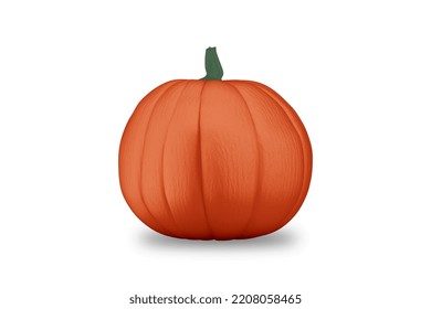 Pumpkin Mockup Isolated On White Background. Halloween Holiday Attribute. 3d Rendering.