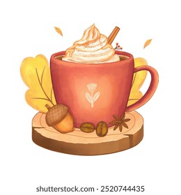 Pumpkin Spice Latte Illustration ( Fall drinks) - Powered by Shutterstock