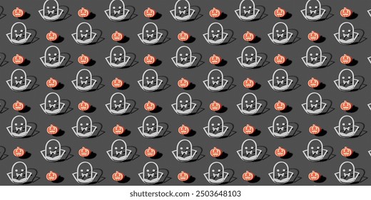 Pumpkins on black background. Pattern for cafe, menu, restaurant. 3d template background. Halloween. 3d render. - Powered by Shutterstock