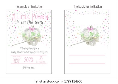 Pumpkins watercolor autumn invitation party, happy birthday, baby shower. Fall illustration. Fall baby shower favors - Powered by Shutterstock