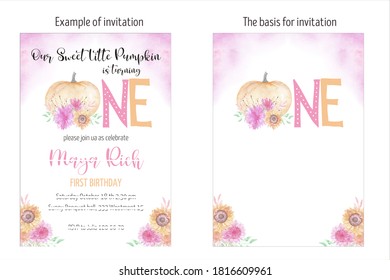 Pumpkins Watercolor Autumn Invitation Party, Happy Birthday, Baby Shower. Fall Illustration. Fall Baby Shower Favors