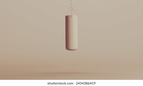 Punch bag punching bag boxing gym fitness padded neutral backgrounds soft tones beige brown 3d illustration render digital rendering