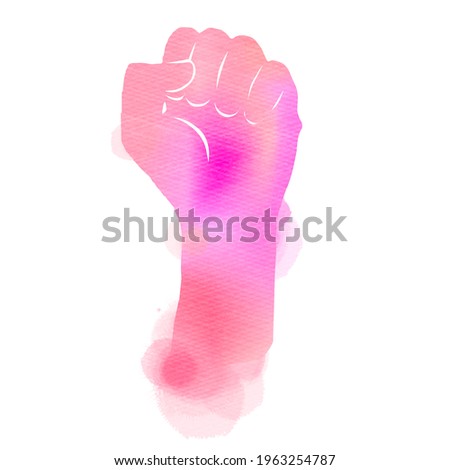 Punch, raised up silhouette plus abstract watercolor painted. Digital art painting.