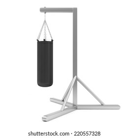 Punching Bag On The Stand Isolated On White Background