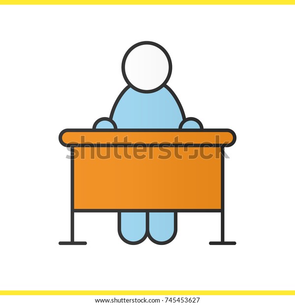 Pupil Color Icon School Student Sitting Stock Illustration 745453627