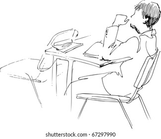 Pupil At A School Desk