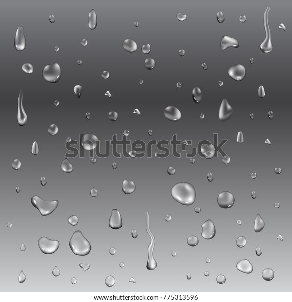 Download Pure Clear Water Drops Set Realistic Stock Illustration 775313596