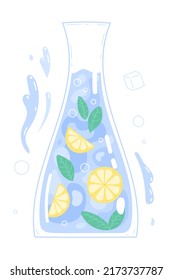 Pure Drinking Water With Lemon In Glass Carafe