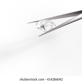 Pure white diamond in tweezers on a white background. 3d digitally rendered illustration - Shutterstock ID 414286042