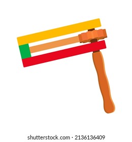 Purim Grogger Traditional Noisemaker Illustration. Colorful Wood Purim Rattler Icon Isolated On A White Background. Gragger Noise Maker Toy Illustration