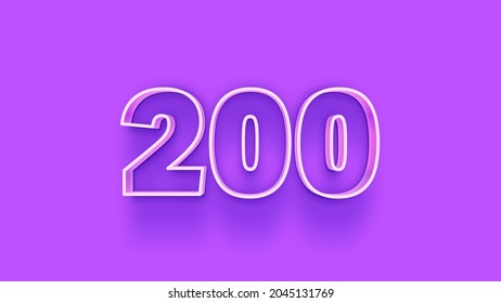 Purple 3d number 200 isolated on Purple background coupon 200 3d numbers rendering discount collection for your unique selling poster, banner ads, Christmas, Xmas sale and more