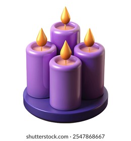 Purple Advent candles with golden flames, symbolizing the holiday season - Powered by Shutterstock