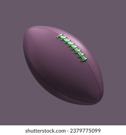 Purple American Football Ball With Green Chrome Lacing . Sport Ball 3D Rendering. Colored Purple Background. 3D Illustration Isolated on Dark Backdrop. - Powered by Shutterstock