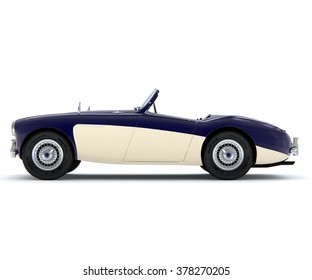 Purple antique car model on a white background