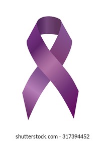 Purple  awareness ribbon symbolizing Cancer Survivor, gynecologic cancer,  Creutzfeldt-Jakob Disease awareness, LGBT hate crime, bullying and suicide prevention, testicular cancer, domestic violence, 