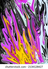           Purple, Black, Blue And Gold Paint Pour Design
