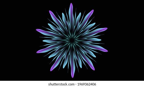 Purple Blue Abstract Neon Flower Art Stock Illustration 1969362406 