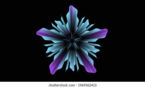 Purple Blue Abstract Neon Flower Art Stock Illustration 1969362415 