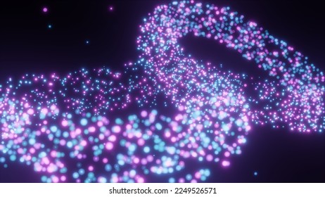 Purple Blue Particles, 3D Render Abstract Background Texture