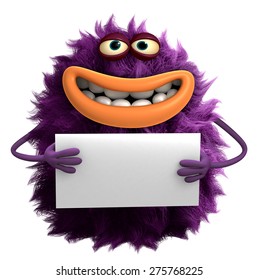 Purple Cartoon Hairy Monster 3d