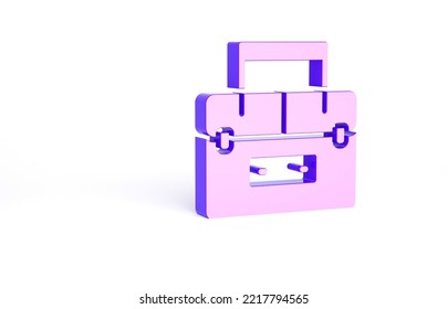 Purple Case Or Box Container For Wobbler And Gear Fishing Equipment Icon Isolated On White Background. Fishing Tackle. Minimalism Concept. 3d Illustration 3D Render.