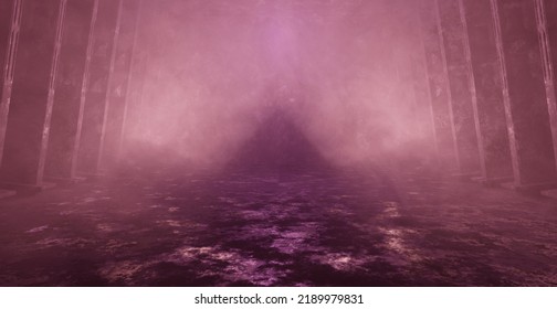 Purple Cinematic Scene Background SciFi Corridor Hallway Hangar Interior Wallpaper 3D Render