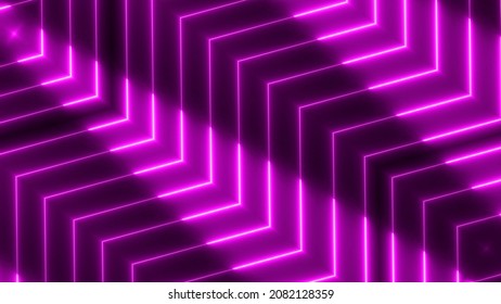 Purple Color Neon Light Beam Geometric Stroke Line. Abstract Geometric Glowing Line With Purple Color Neon Light.