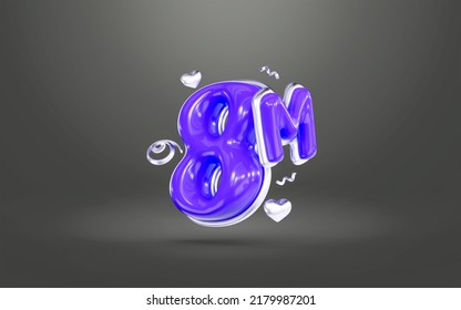 Purple Color Thank You For 8 Millions Followers Online Social Banner Happy Celebration 3d Render