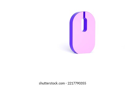 Purple Computer Mouse Icon Isolated On White Background. Optical With Wheel Symbol. Minimalism Concept. 3d Illustration 3D Render.