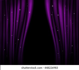 Purple Curtains On Theater Or Cinema Stage