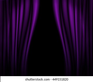 Purple Curtains On Theater Or Cinema Stage