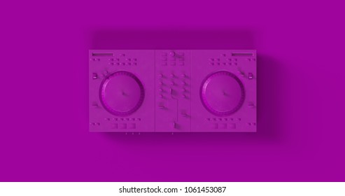 Purple DJ Decks 3d Illustration	