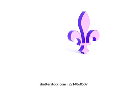 Purple Fleur De Lys Icon Isolated On White Background. Minimalism Concept. 3d Illustration 3D Render.