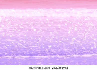 Purple gradient beach waves background image. Ocean sea purple and pink landscape Summer desktop background. Ocean water background. Sea and ocean purple backdrop for aesthetic Summer design.