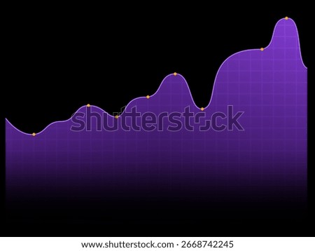 Purple gradient line chart, smooth curve infographic. Elegant purple gradient line chart showing upward data trend, perfect for business and financial presentations.	
