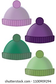 Purple And Green Bobble Hat Illustration Collection