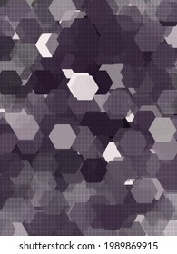 Purple, grey and black hexagonal translucent patterns on fabric