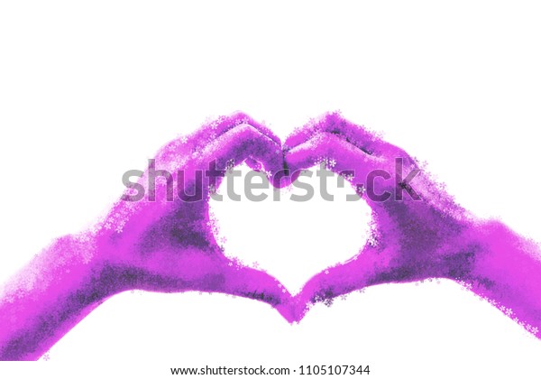 Purple Handshaped Heart Symbol Love You Stock Image Download Now