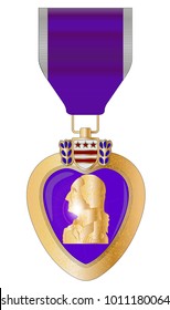 A Purple Heart Medal Isolated On A White Background