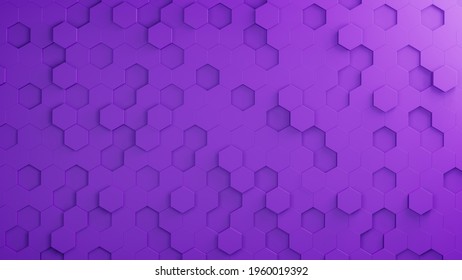 Purple Hexagonal Background Texture. 3D Illustration Honeycomb Structure