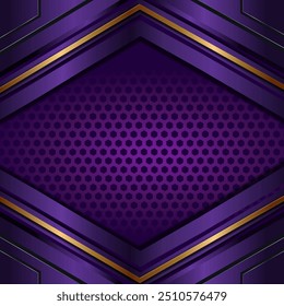 Purple Hexagonal Geometric Background. A dynamic purple geometric design with gold accents,featuring layered diamond shapes and a hexagonal pattern, creating a striking, modern, and elegant appearance - Powered by Shutterstock