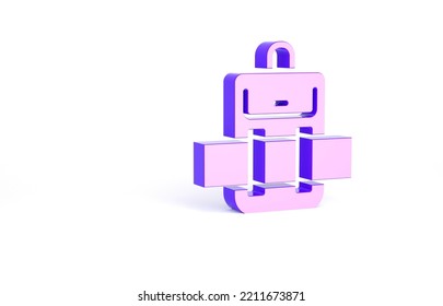 Purple Hiking Backpack Icon Isolated On White Background. Camping And Mountain Exploring Backpack. Minimalism Concept. 3d Illustration 3D Render.