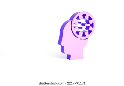 Purple Human And Virus Icon Isolated On White Background. Corona Virus 2019-nCoV. Bacteria And Germs, Cell Cancer, Microbe, Fungi. Minimalism Concept. 3d Illustration 3D Render.