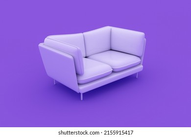 Purple interior scene. The scene is furnished with a white sofa. Web page, presentation or picture background. 3d rendering.
