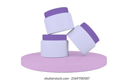 Purple Jar on White Background. Packaging Cosmetic Containers with Screw Cap. Mockup Custom Designs for Creams, Gels, or Lotions. Perfect Shot mockup layout.