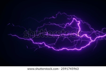 Purple lightning with dark background, 3d rendering. 3D illustration.